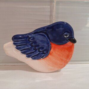 August Ceramics Blue Bird Dish Pottery Tea Spoon Coffee Bar USA 3.5‎ Inch Glazed